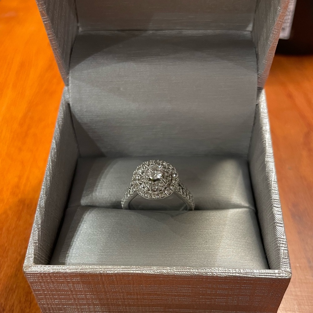 Double Halo Engagement diamond ring